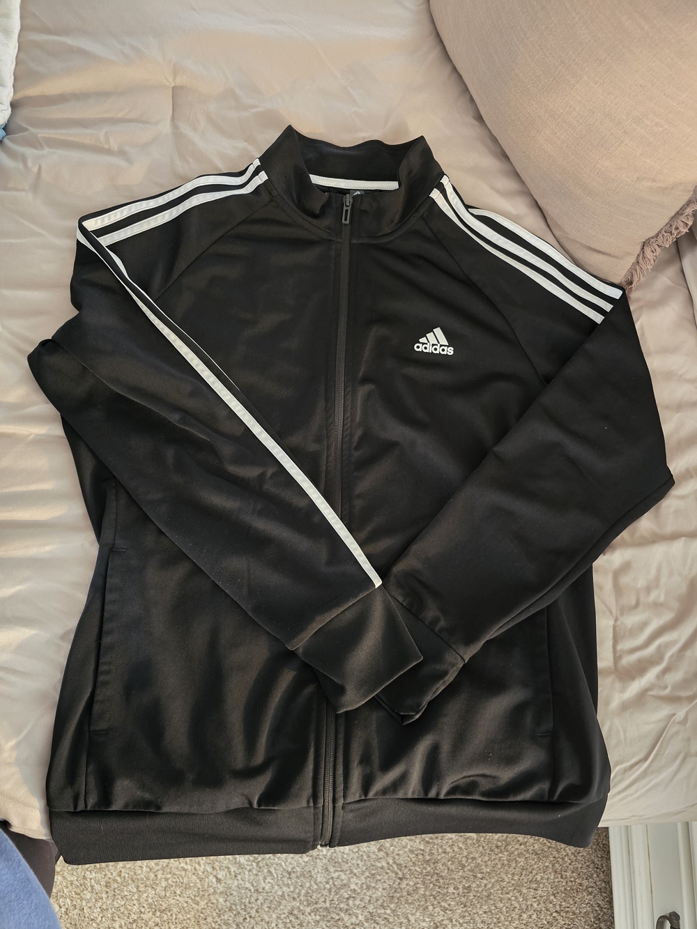 adidas Black Track Jacket with White 3-Stripe Detail